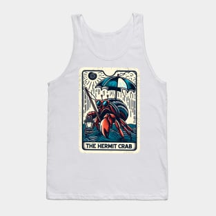 The Hermit Crab Funny Crustacean Tarot Card Pun Horoscope Tank Top